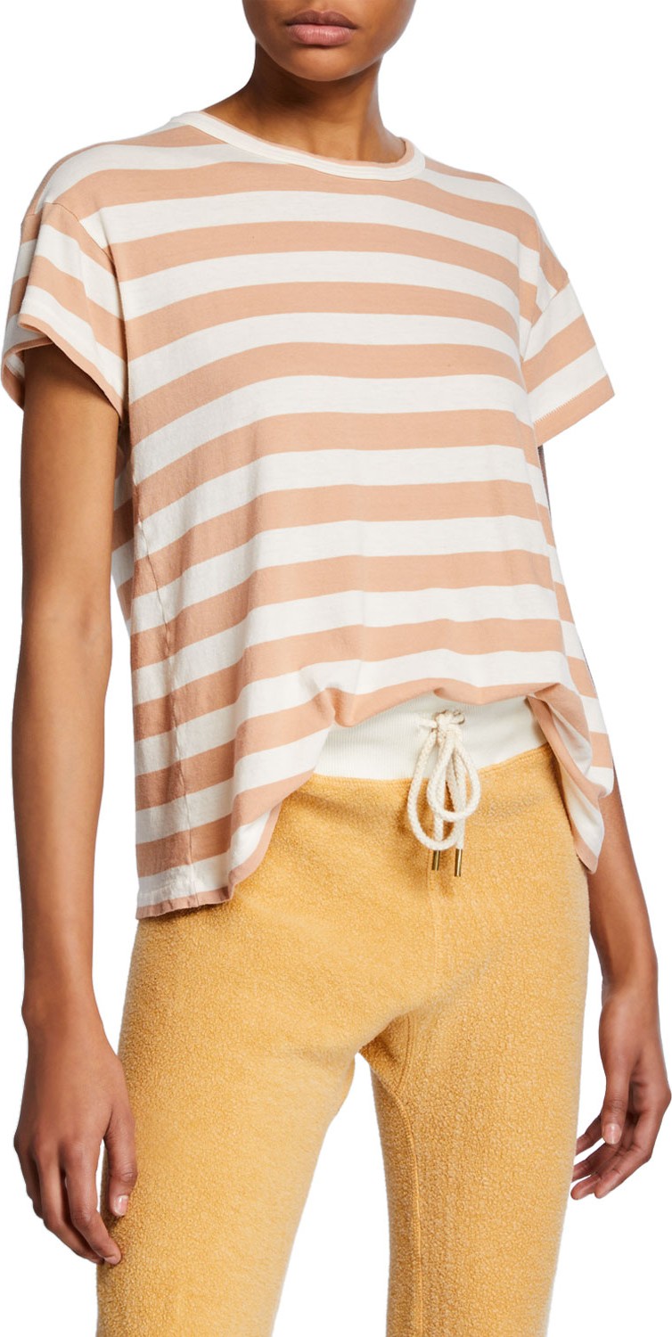 THE GREAT. The Boxy Striped Crewneck Tee