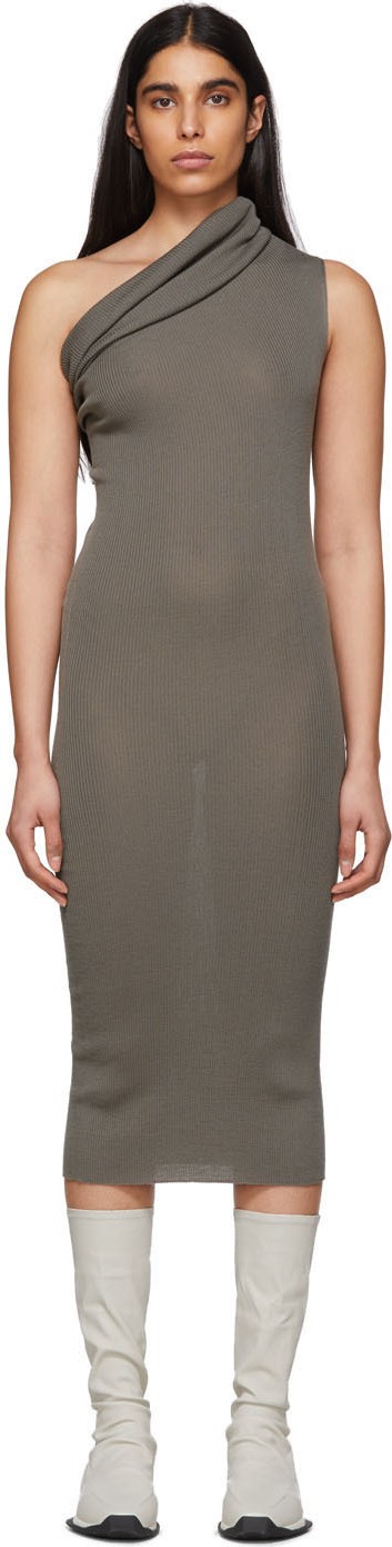 Rick Owens Grey One-Shoulder Dress
