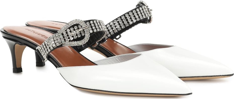 Self Portrait Eliza crystal-embellished leather mules