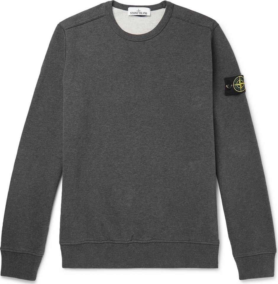 Stone Island Logo-Appliquéd Garment-Dyed Fleece-Back Brushed Cotton-Jersey Sweatshirt