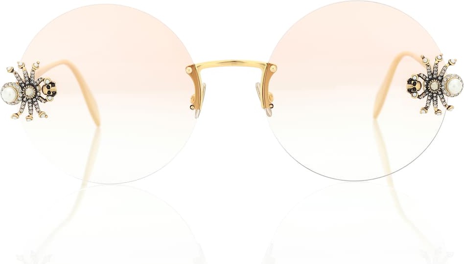 Alexander McQueen Crystal-embellished round sunglasses