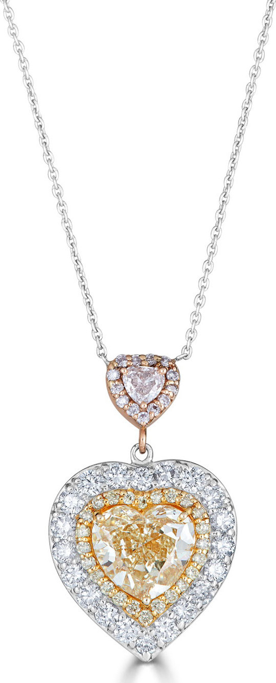 ZYDO Limoncello Tricolor 18k Gold & Diamond Heart Pendant