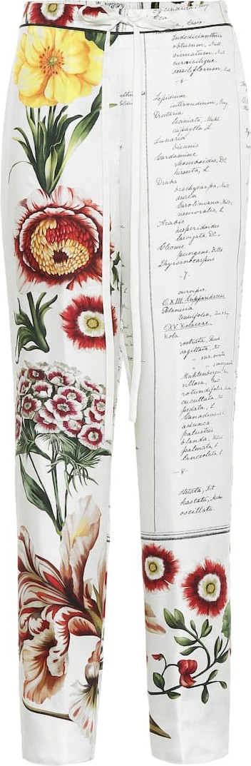 Oscar De La Renta Printed silk-faille pants