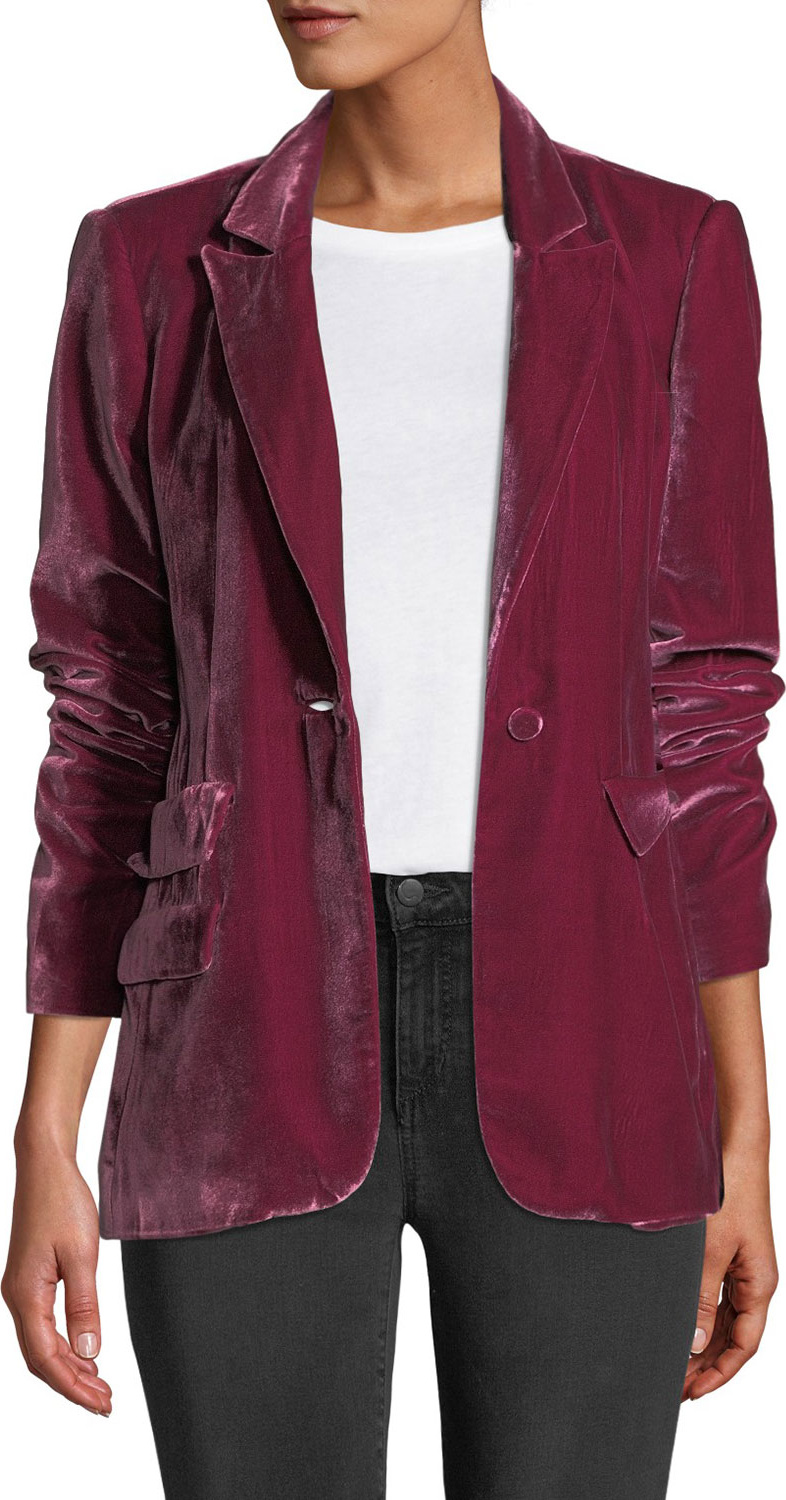 Cinq A Sept Renault Velvet One-Button Jacket
