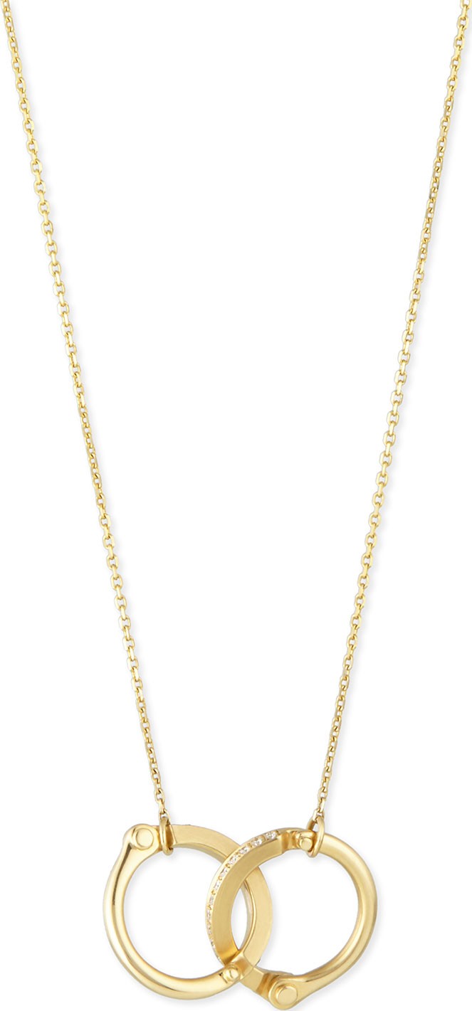 Borgioni 18K Yellow Gold Pave Diamond Handcuff Necklace