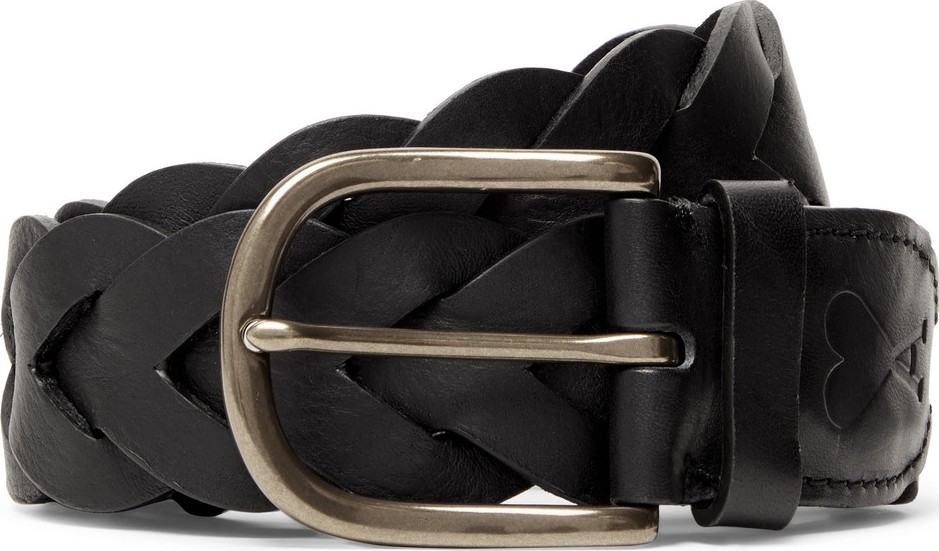 AMI 4cm Black Woven Leather Belt