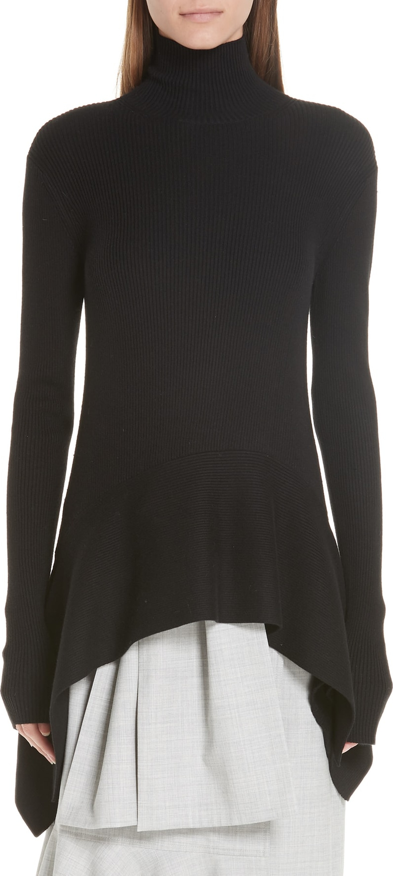 ADEAM Silk Ribbed Turtleneck Sweater