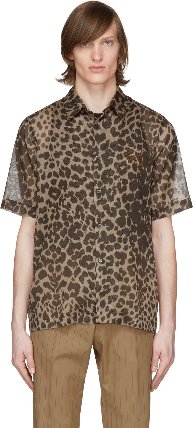 Dries Van Noten Brown & Beige Leopard Shirt