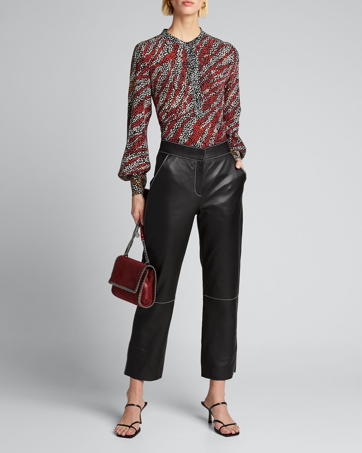 Rag & Bone Colette Printed Band-Collar Blouse