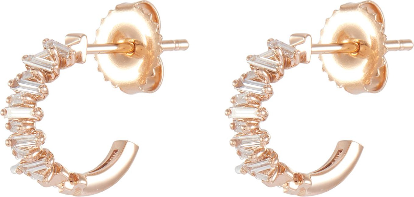 Suzanne Kalan 'Fireworks' diamond 18k rose gold mini hoop earrings