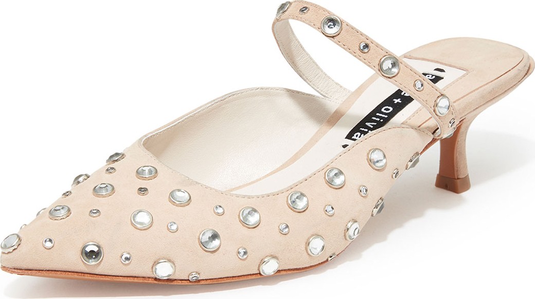 Alice + Olivia Margo Mirror-Studded Kitten Pumps