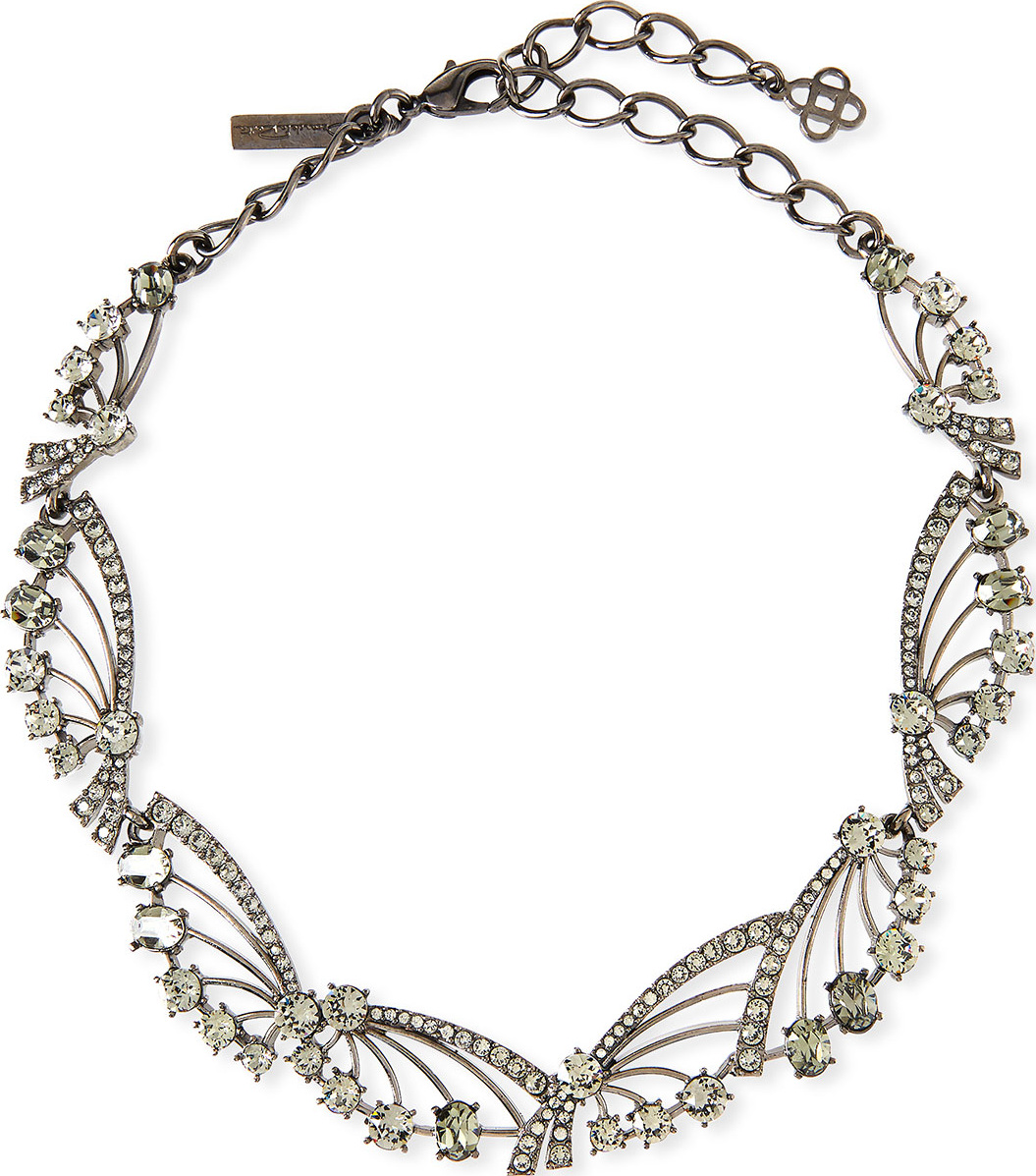 Oscar De La Renta Crystal Fan Necklace