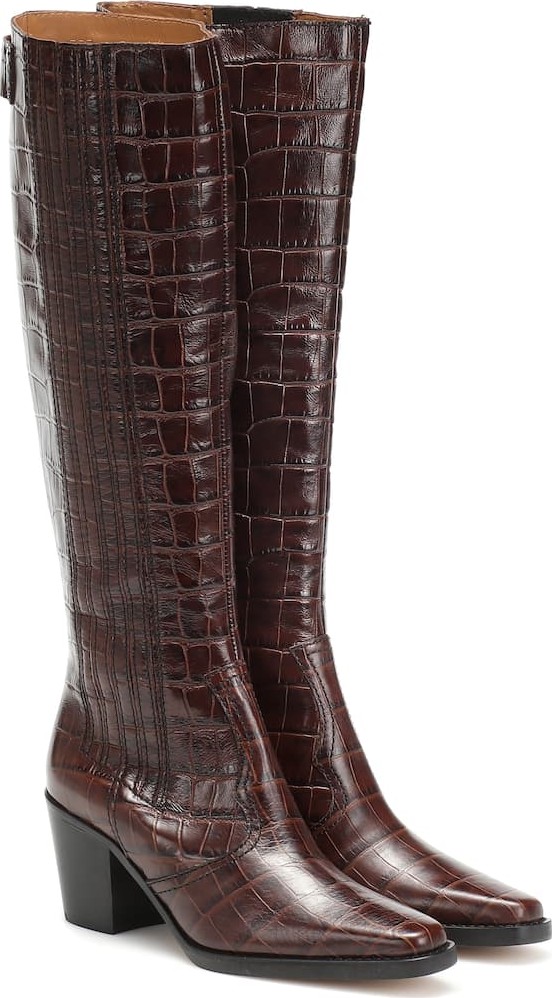 Ganni Western knee-high leather boots