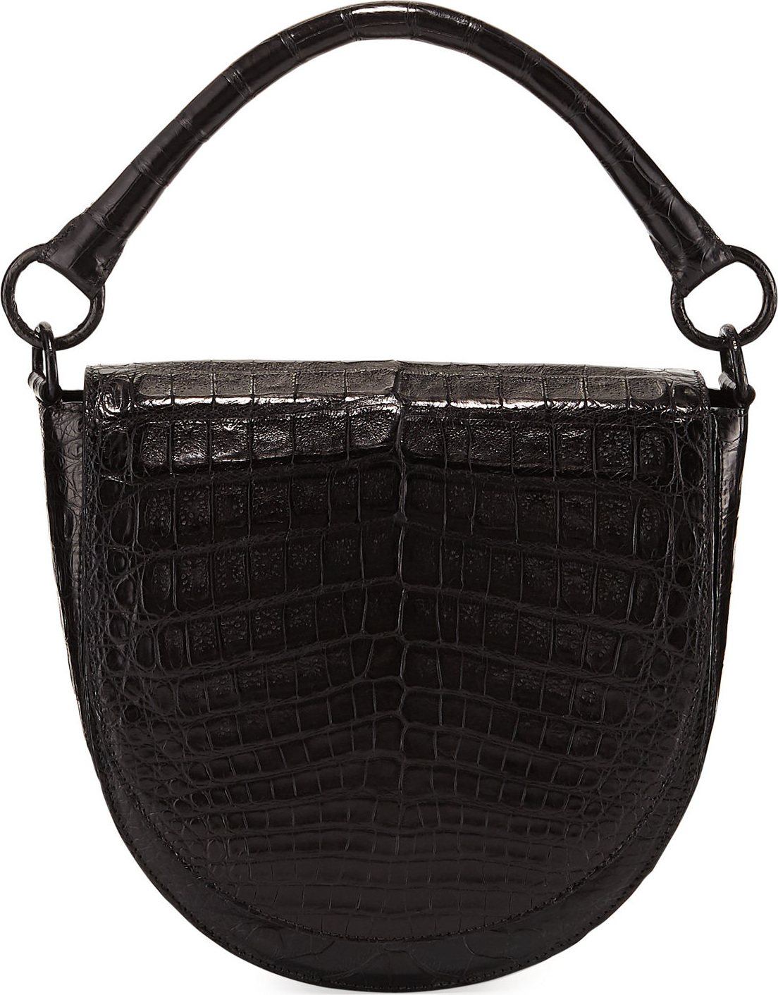 Nancy Gonzalez Teddi Croc Semicircle Crossbody Saddle Bag