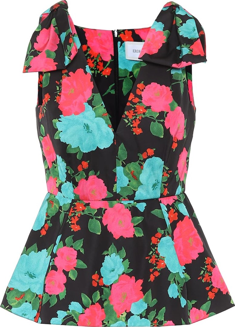 Erdem Romina floral duchess-satin top
