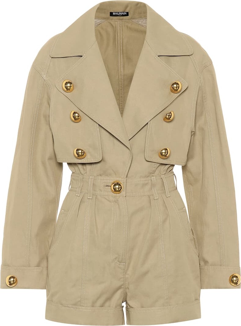 Balmain Cotton and linen playsuit