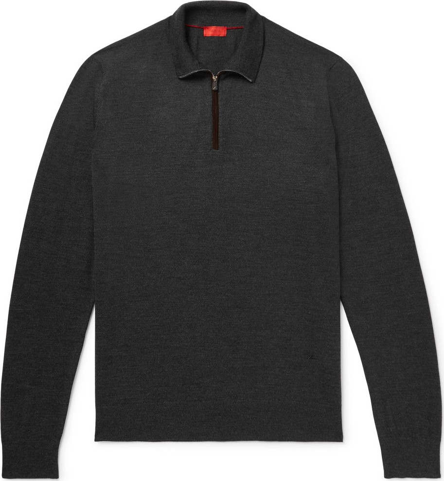 Isaia Merino Wool Half-Zip Sweater