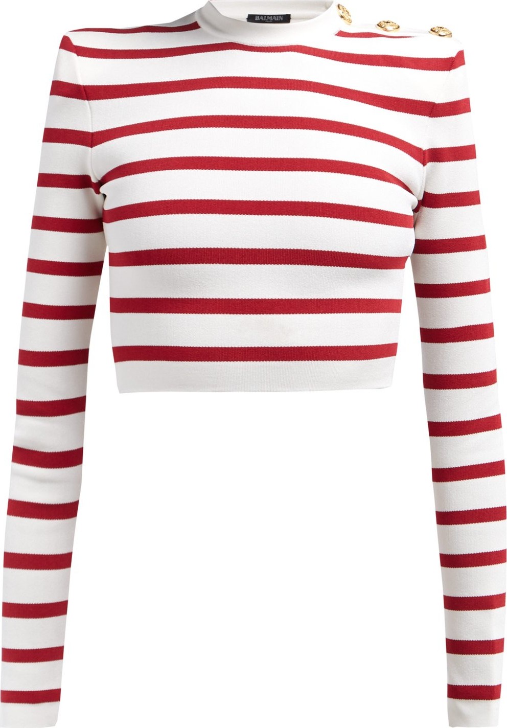 Balmain Striped cropped knitted sweater