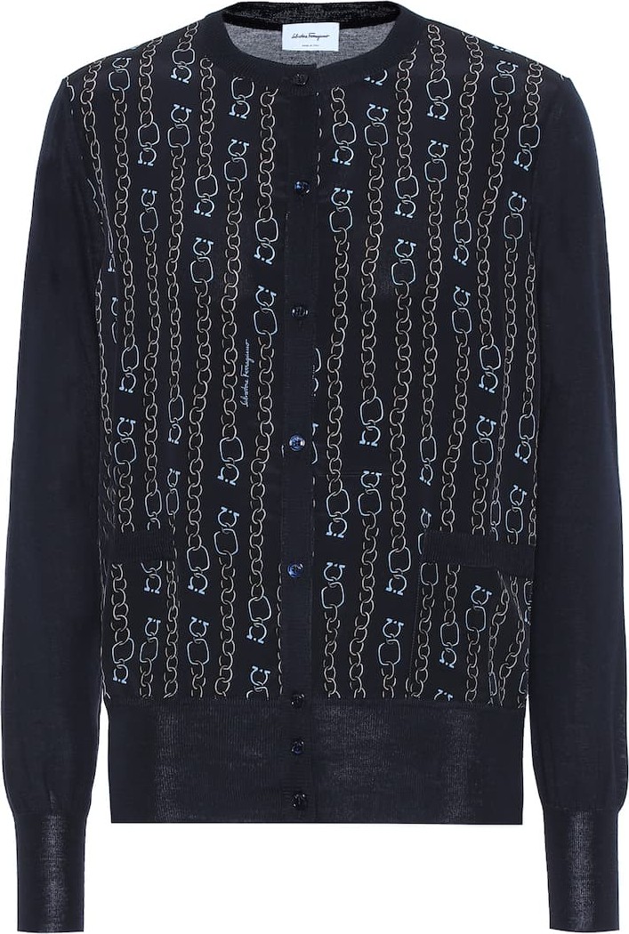 Salvatore Ferragamo Printed silk and wool cardigan