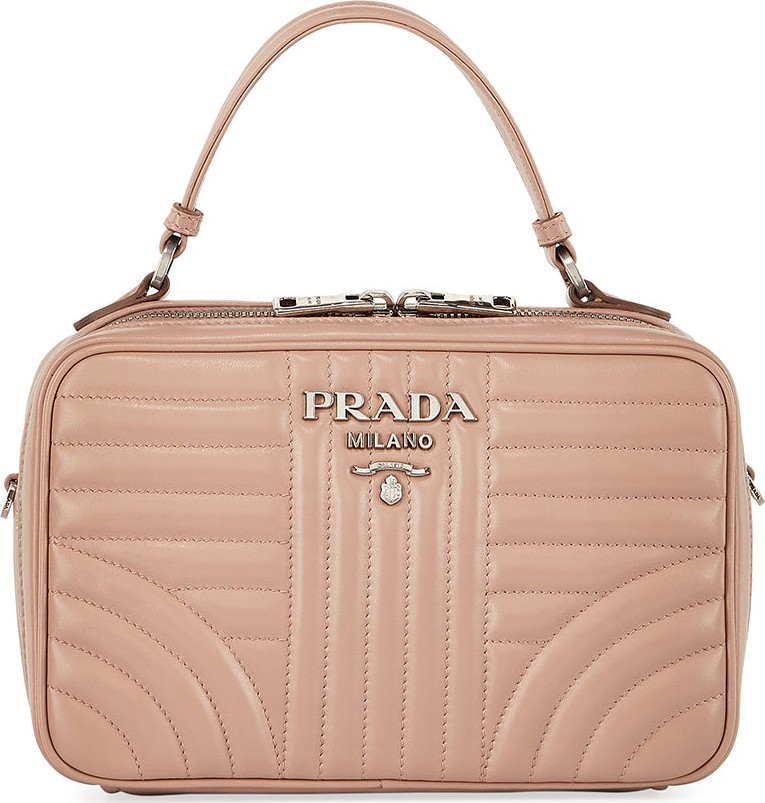 Prada Diagramme Quilted Top-Handle Box Bag