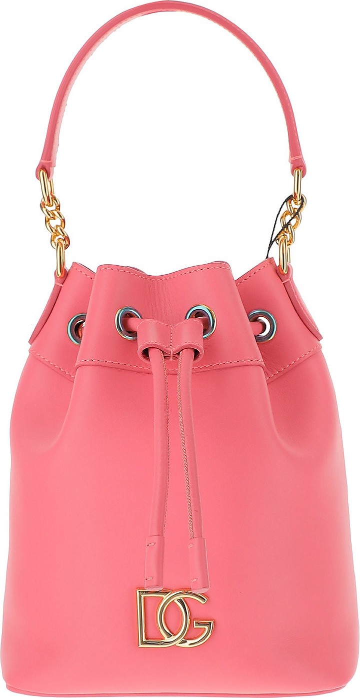 Dolce & Gabbana Coral Pink Leather Bucket Bag