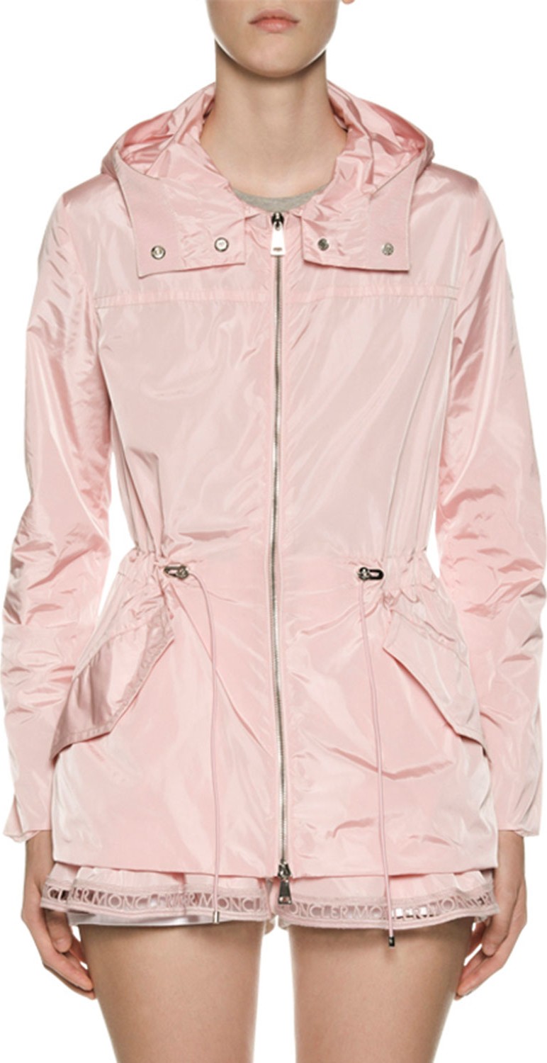Moncler Loty Logo-Trim Peplum Rain Jacket