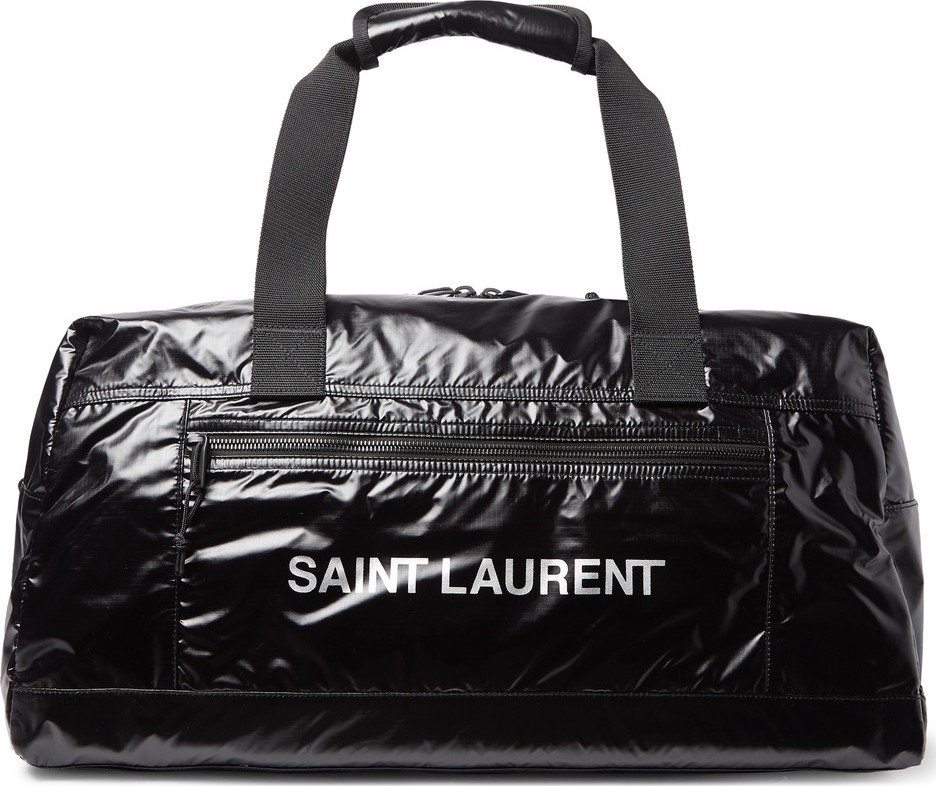 Saint Laurent Metallic Logo-Print Glossed Nylon-Ripstop Holdall