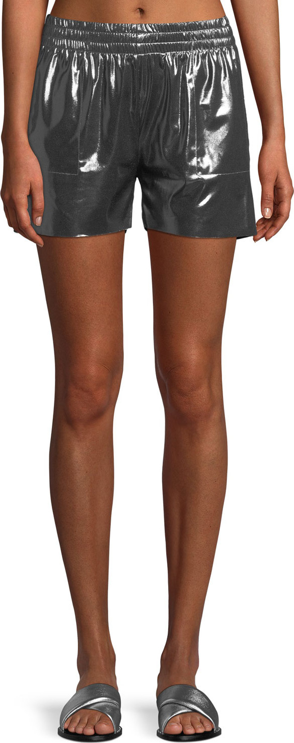 Norma Kamali Boyfriend Metallic Athletic Shorts