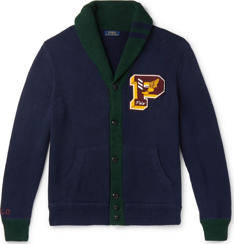 Polo Ralph Lauren Shawl-Collar Logo-Appliquéd Cotton Cardigan