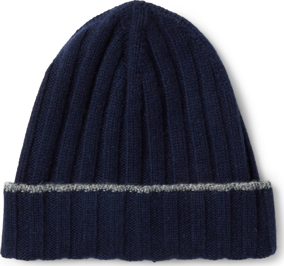 Brunello Cucinelli Contrast-Tipped Ribbed Cashmere Beanie