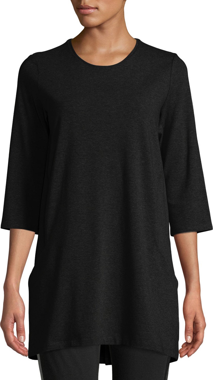 Eileen Fisher Half-Sleeve Jersey Tunic w/ Pockets