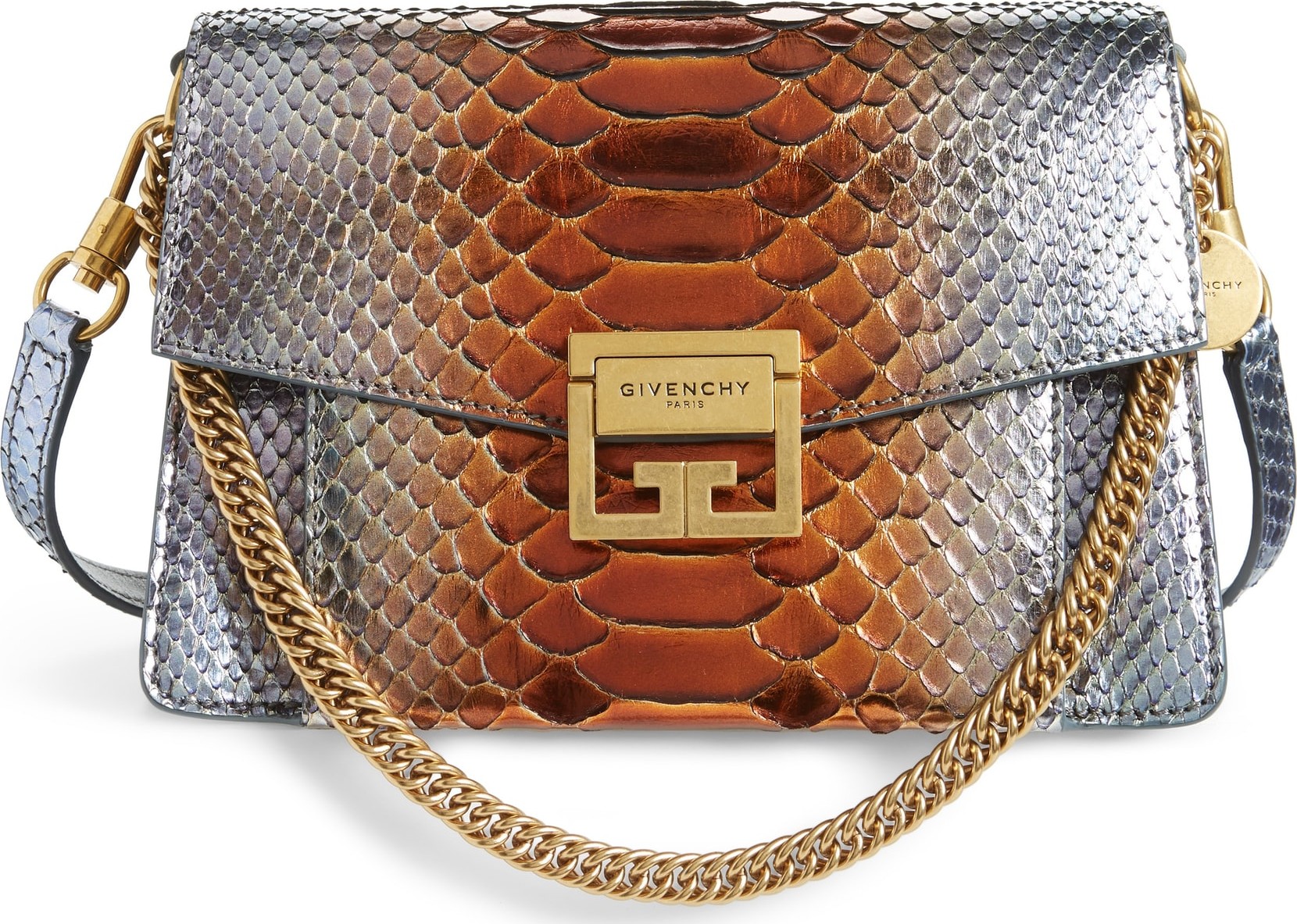 Givenchy Small GV3 Metallic Genuine Python Crossbody Bag