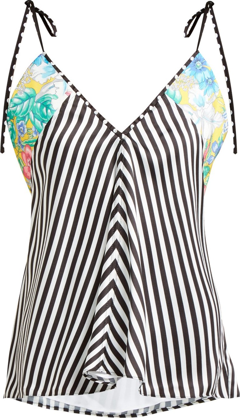 Racil X Aquazzura V-neck striped twill top