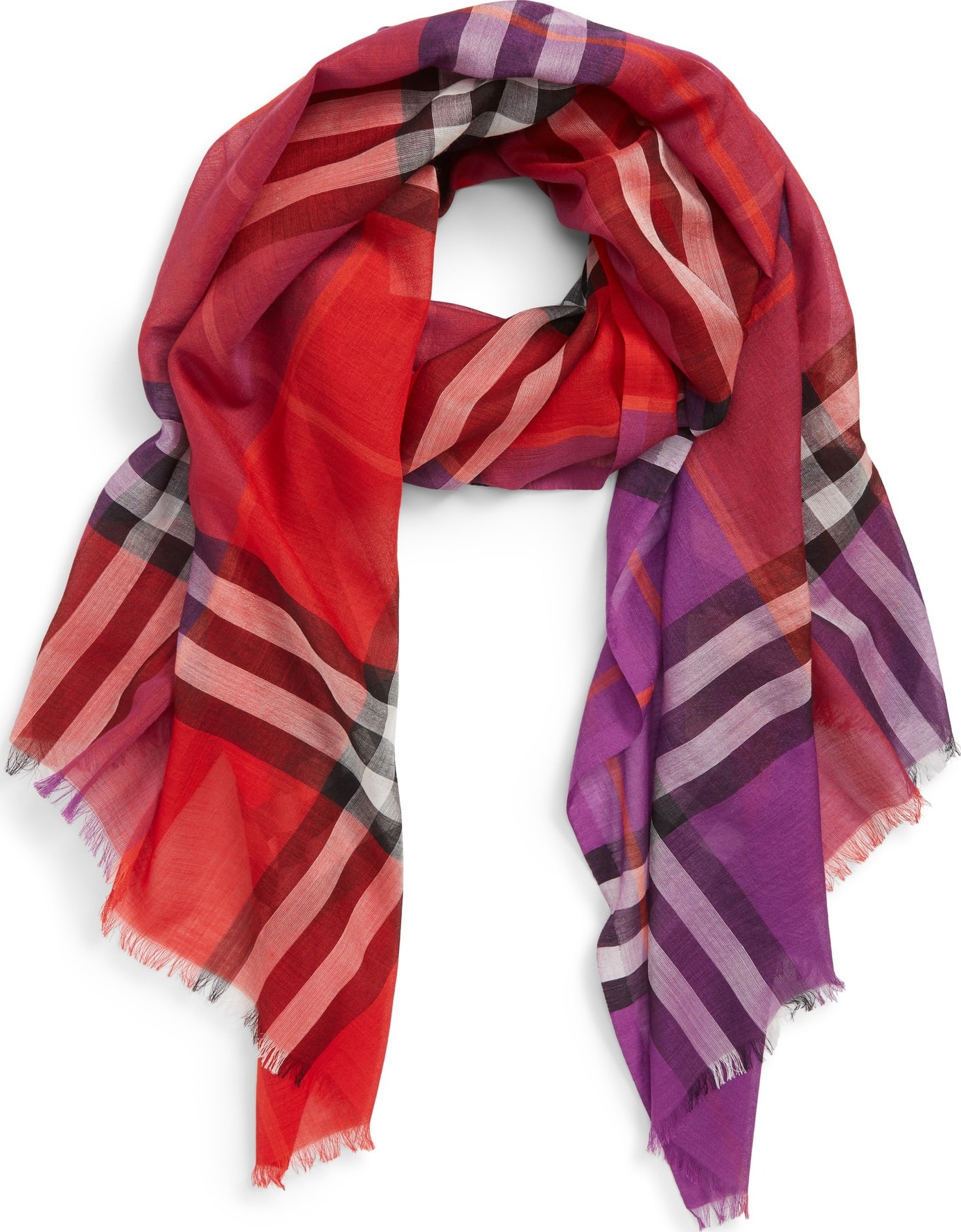 Burberry London England Rainbow Giant Check Wool & Silk Scarf