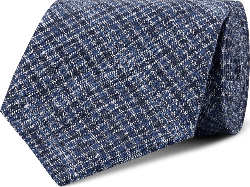 Oliver Spencer 8cm Checked Cotton Tie