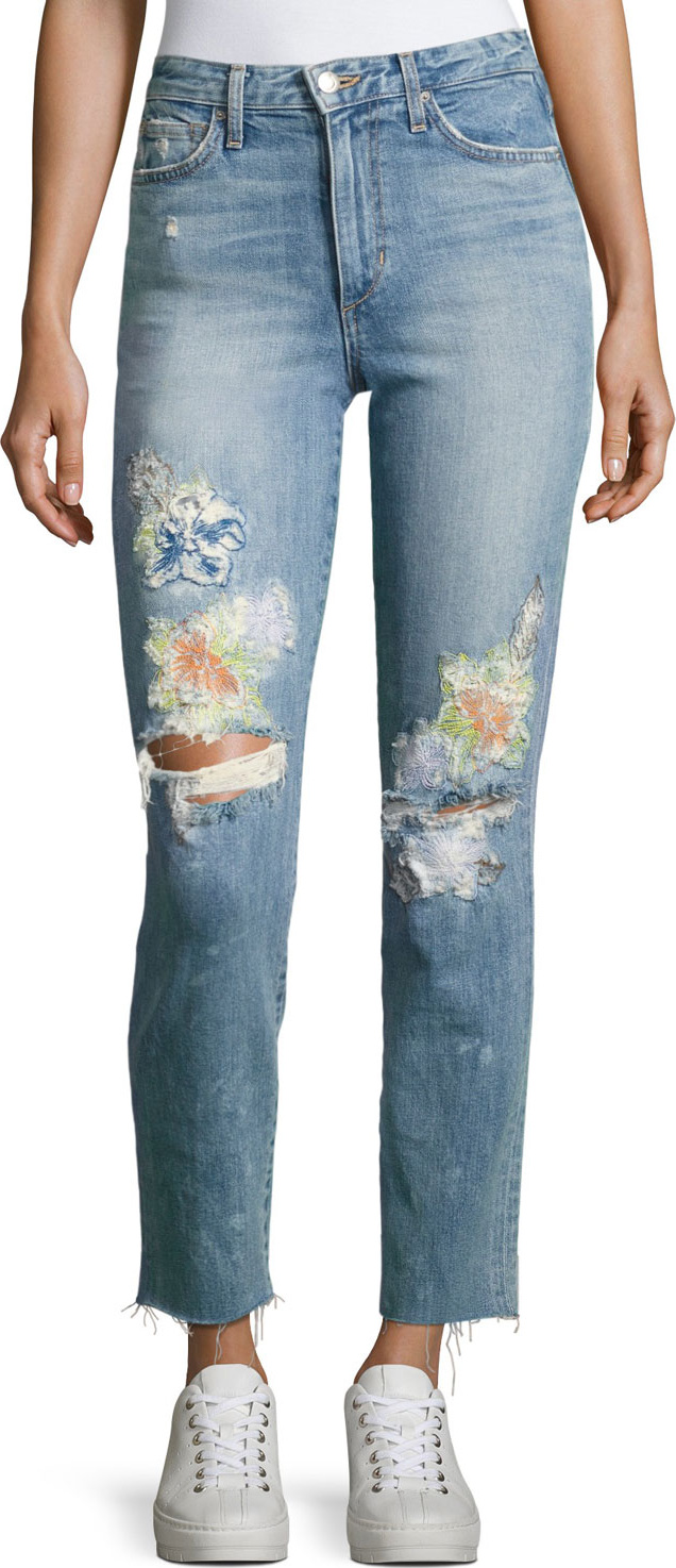 Joe's Jeans Debbie Crop Distressed Straight-Leg Jeans, Indigo