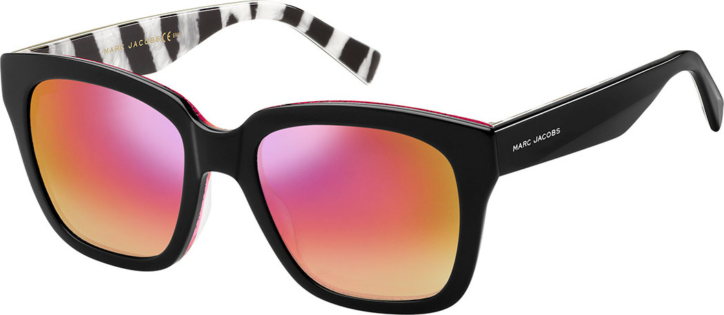 MARC JACOBS Mirrored Sunglasses w/ Zebra-Print Trim