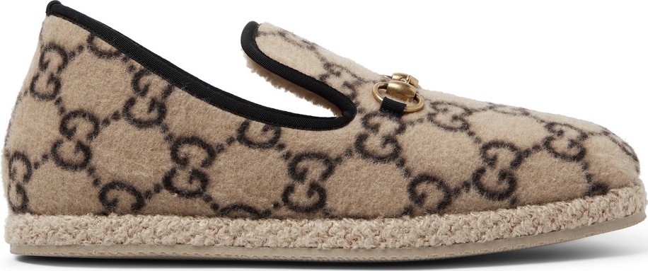 Gucci Horsebit Logo-Print Merino Wool Loafers