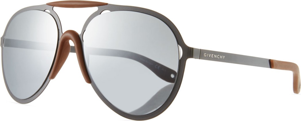 Givenchy Mirrored Aviator Sunglasses, Yellow