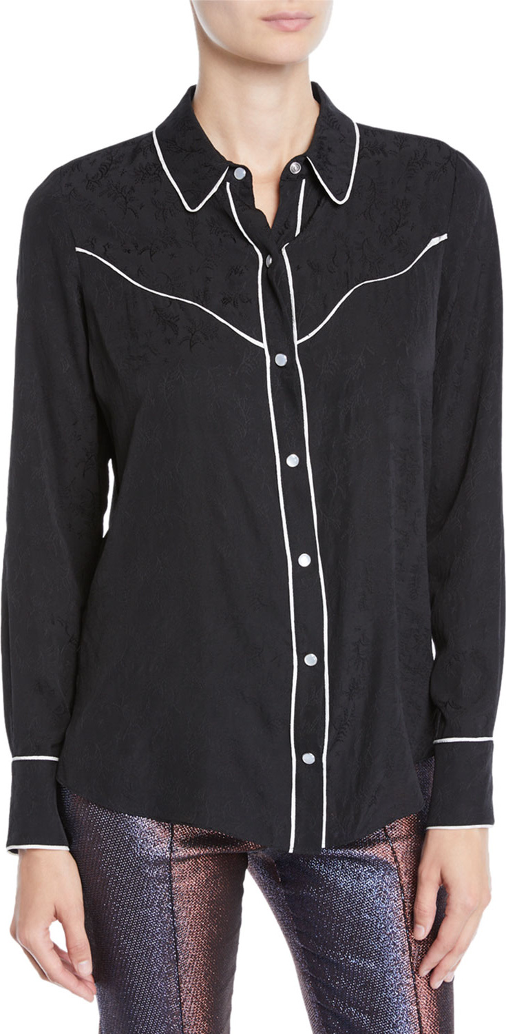 Veronica Beard Mayben Jacquard Silk Button-Down Shirt