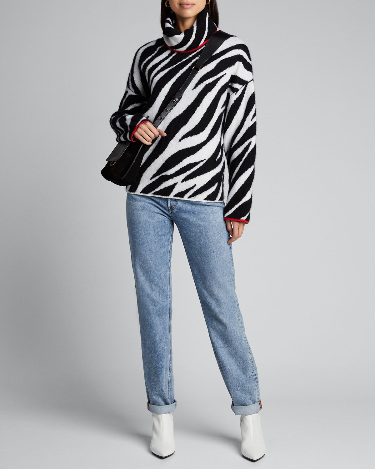 Rag & Bone Kiki Funnel-Neck Zebra Sweater