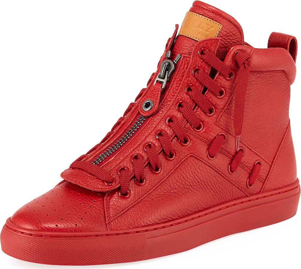 Bally Men's Hekem Patchwork Deerskin Leather High-Top Sneakers