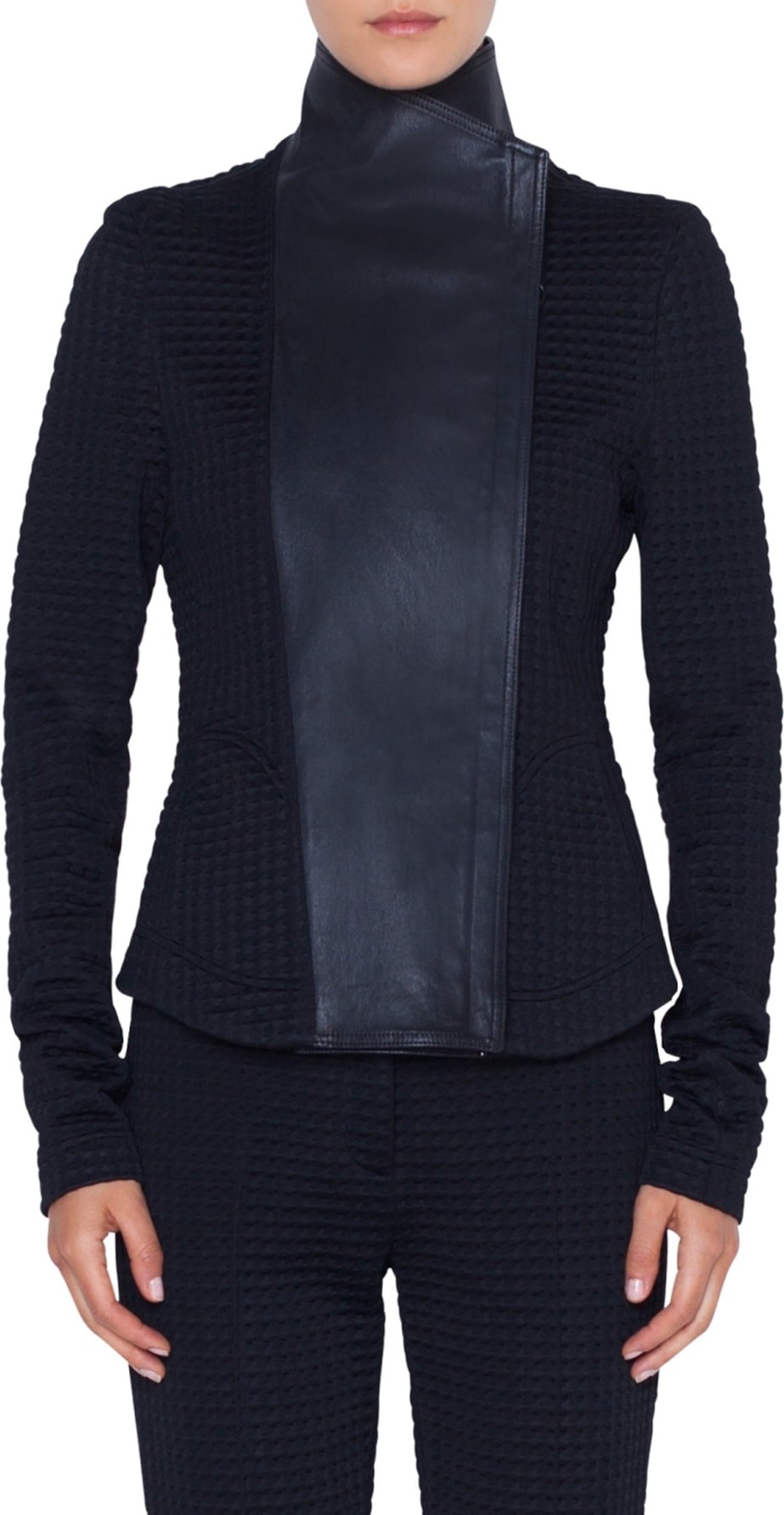 Akris Punto Leather & Jersey Biker Jacket