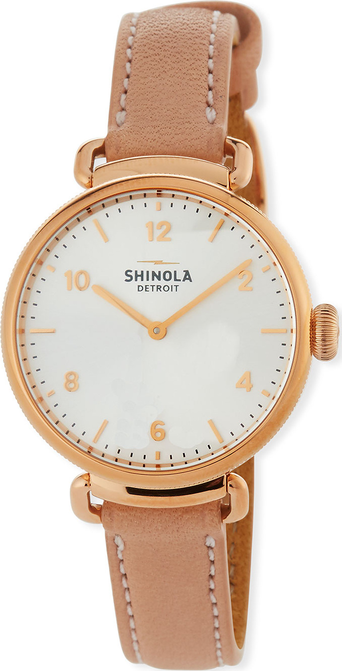 Shinola 32mm The Canfield Leather Watch