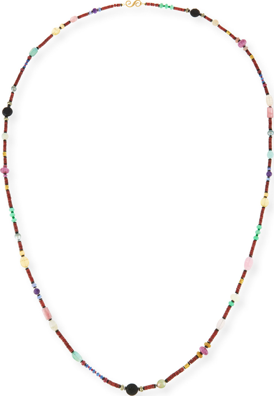 Splendid Long Bohemian Mixed-Gem Necklace, Garnet, 54"L