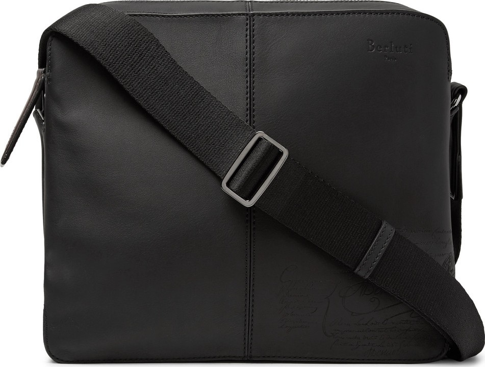 Berluti Monolithe MM Scritto Matte-Leather Messenger Bag