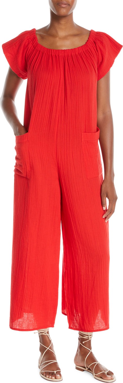 Mara Hoffman Blanche Wide-Leg Organic-Cotton Jumpsuit Coverup