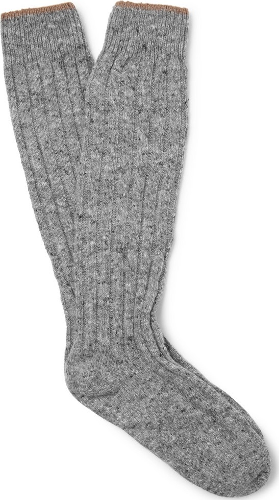 Brunello Cucinelli Ribbed Mélange Virgin Wool-Blend Socks