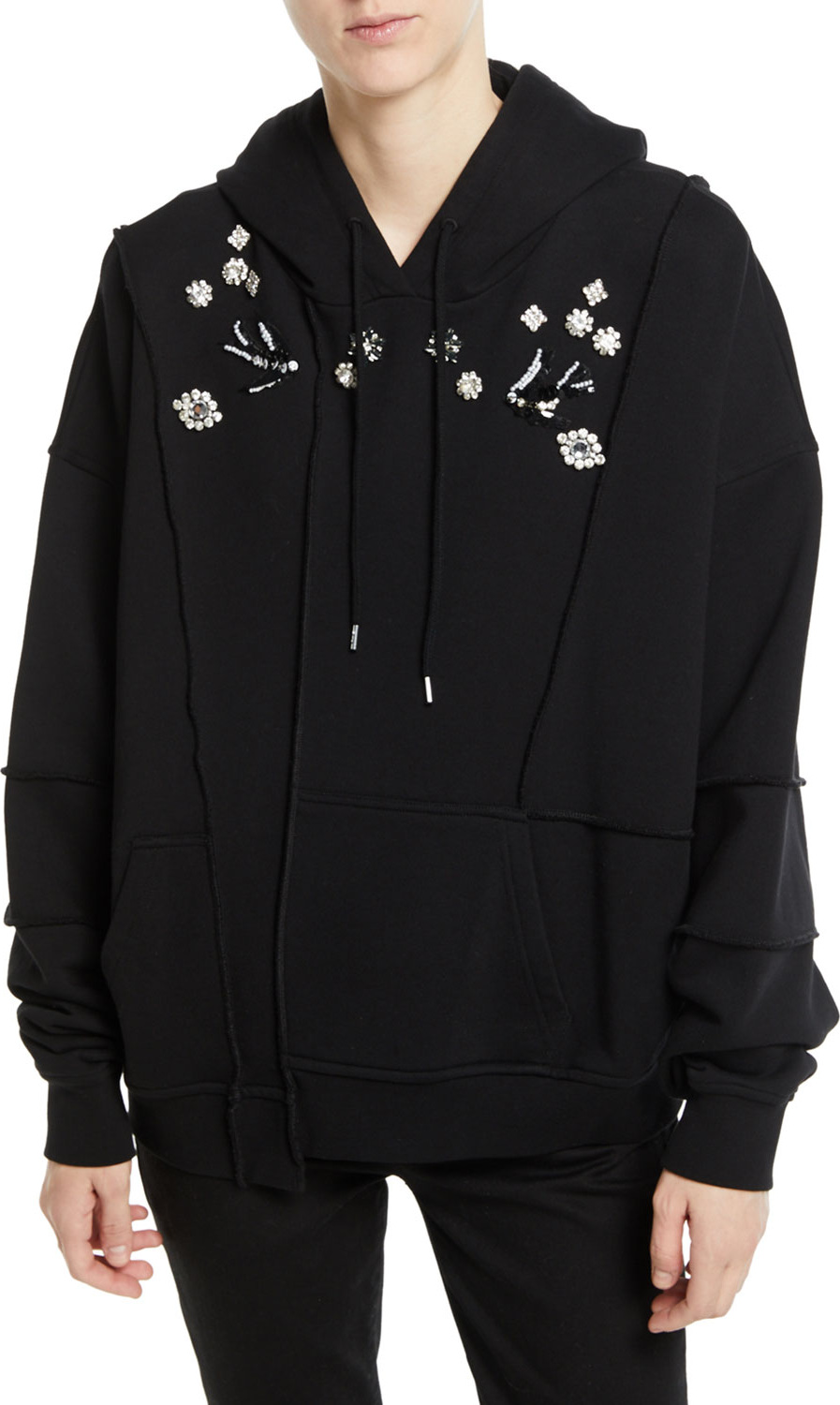 McQ - Alexander McQueen Ergonomic Embellished Hoodie w/ Exposed Seams