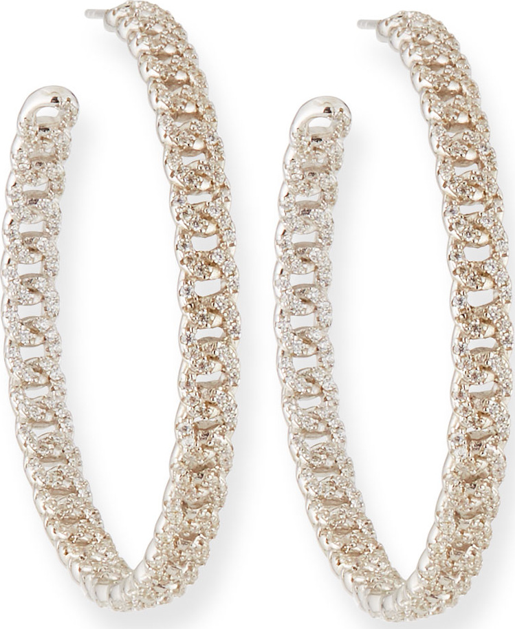 Fallon Pave Curb Chain Hoop Earrings